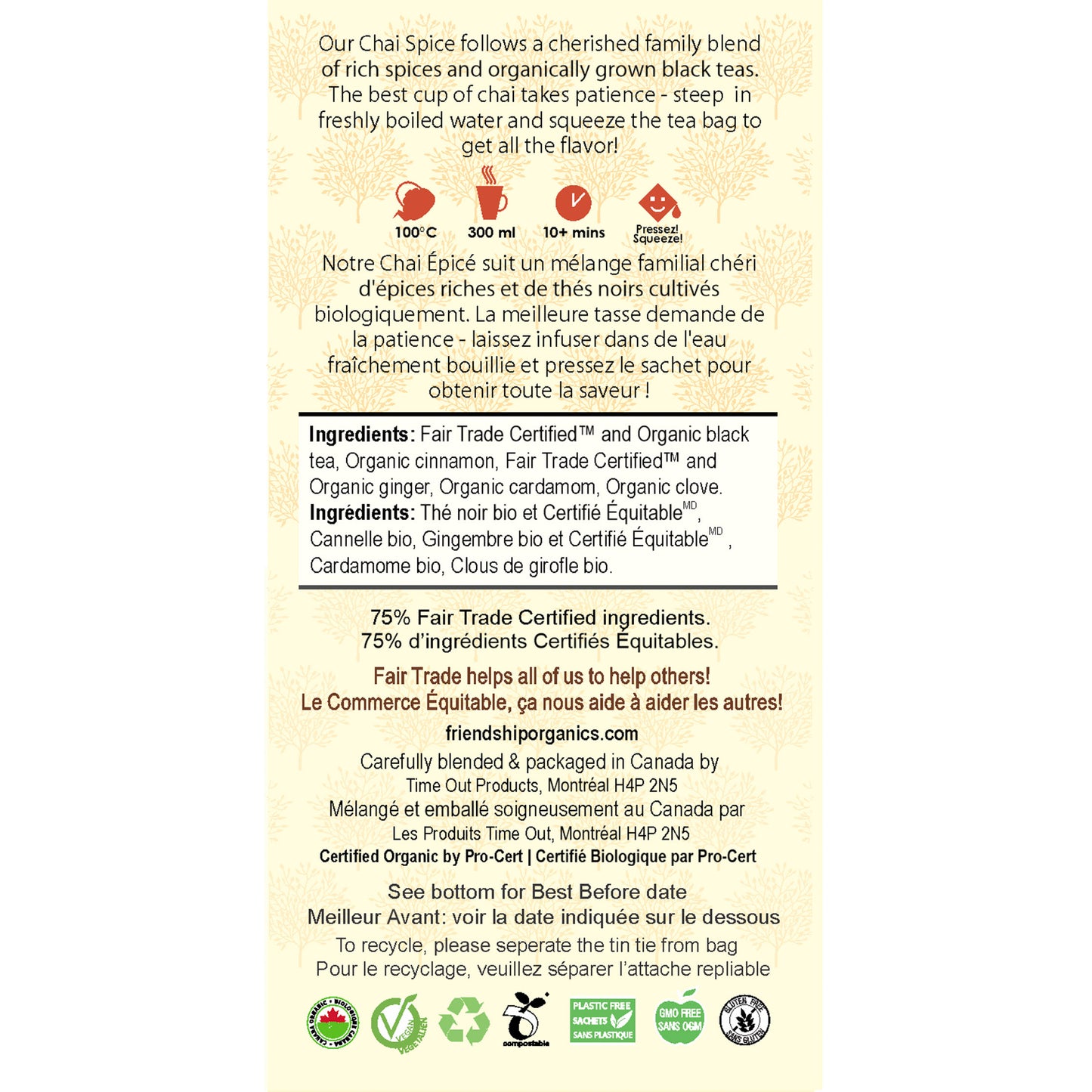 Organic Spice Chai Friendship Tea Twinpack Back