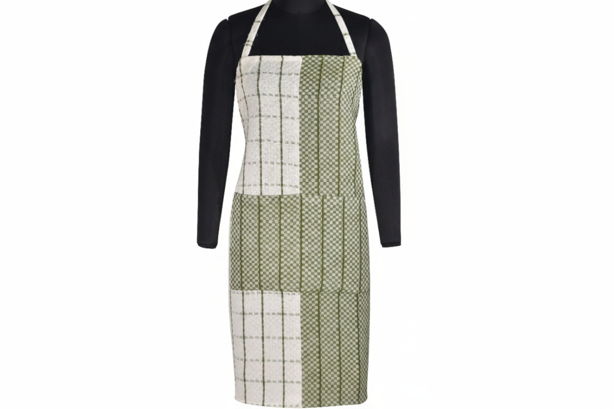 Sale Organic Cotton Apron White and Green