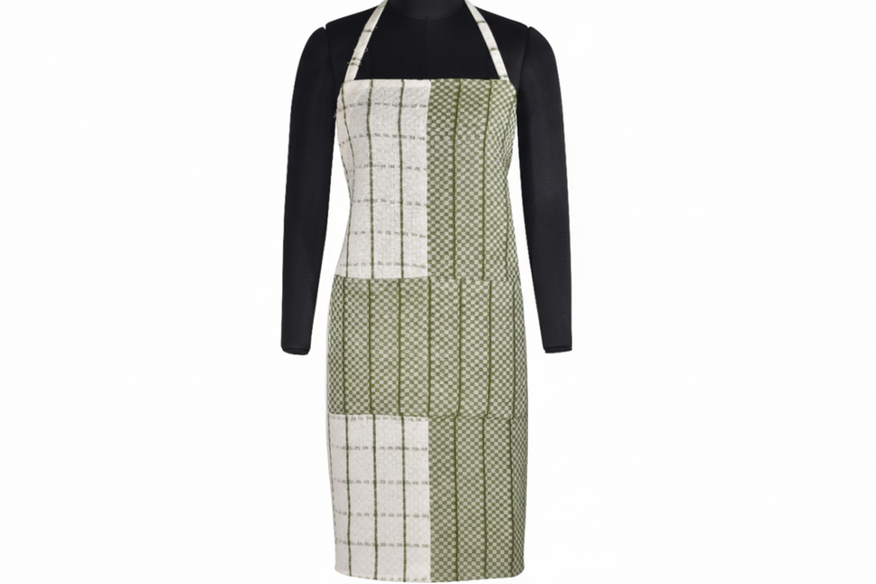 Sale Organic Cotton Apron White and Green
