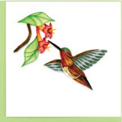 Quilled Rufous Hummingbird Greeting Card