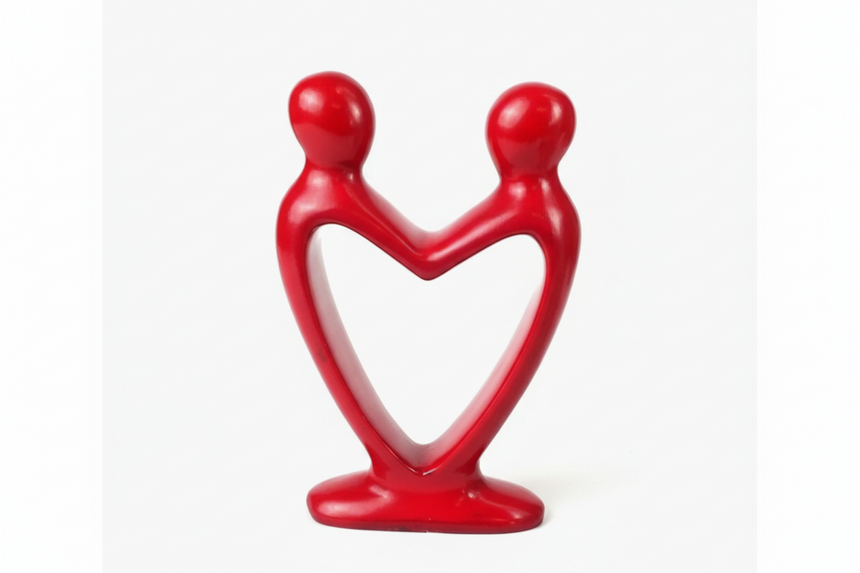 Lover's Heart Red Finish Stone Sculpture