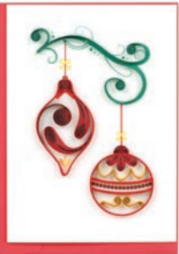 Handmade red and gold ornaments holiday greeting card