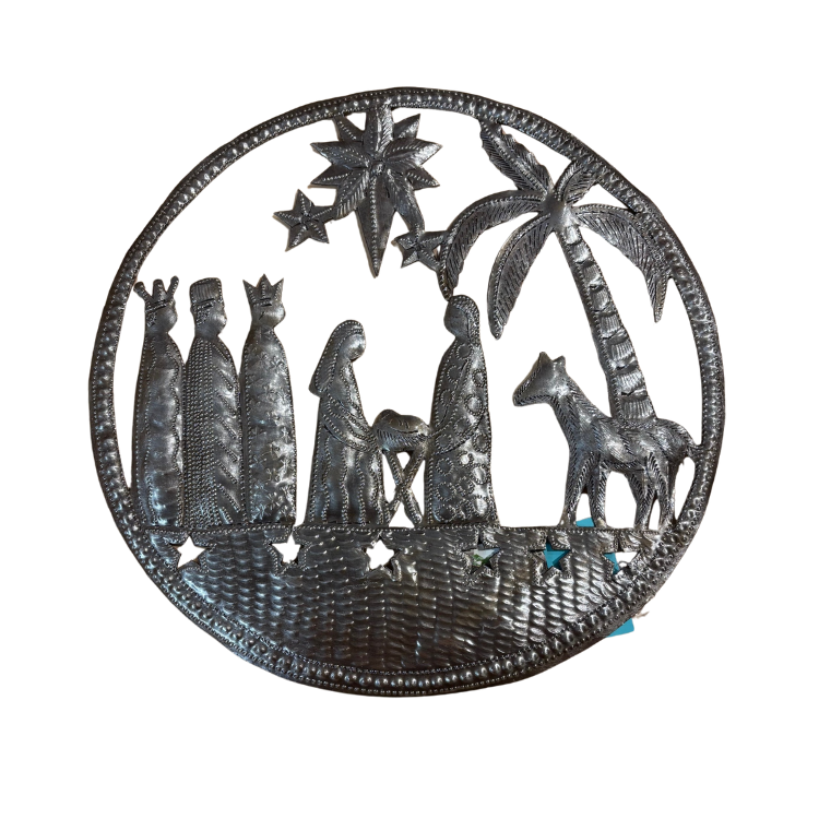 Round Nativity Wall Art w Stars