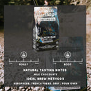 Switch Canadian Heritage Roasting Co. Salmon Run coffee package with roast and body information on a natural background. 2 image