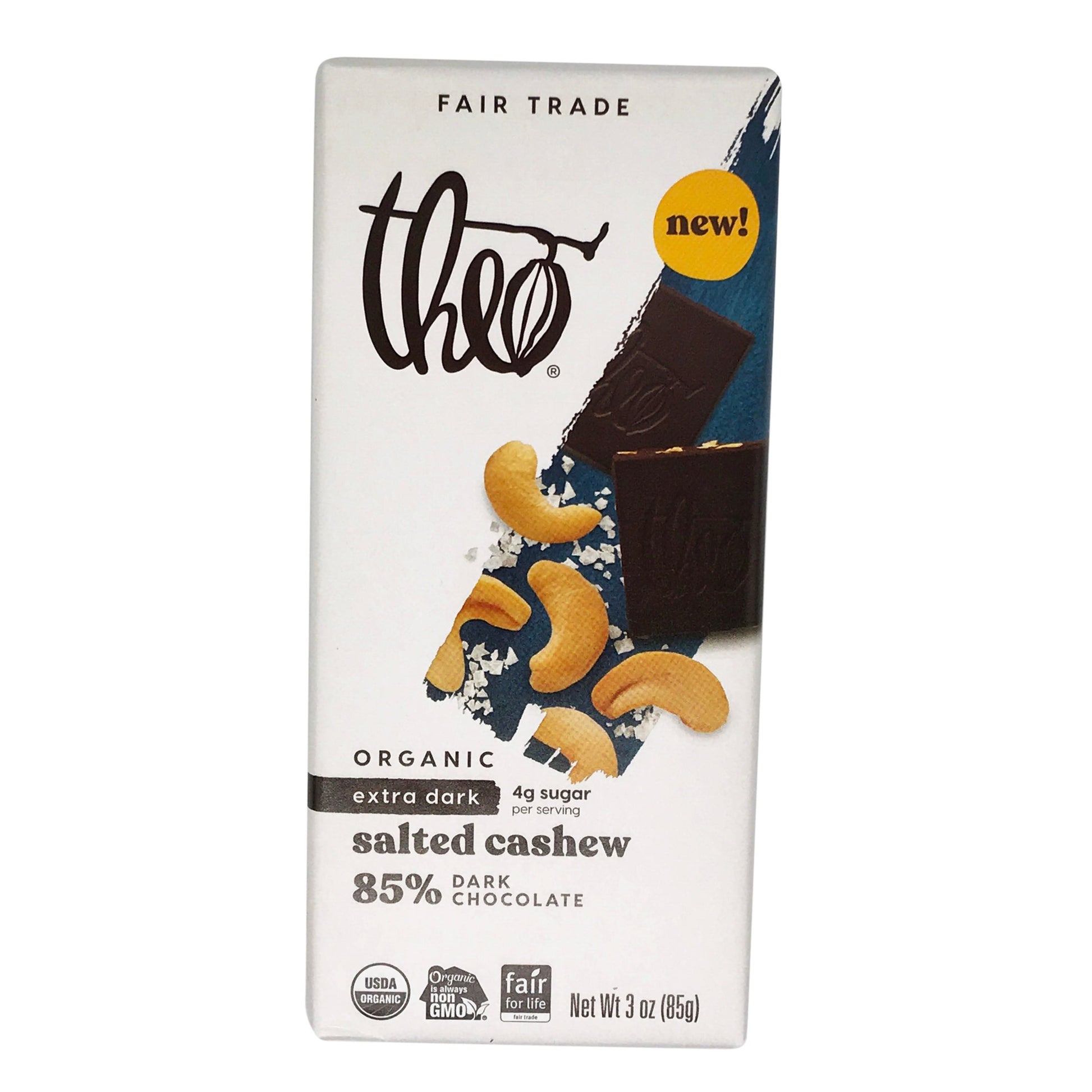 Theo Salted Cashew 85% Dark Chocolate Bar