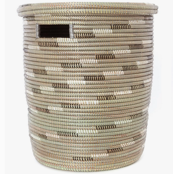 Hamper Flat Lid Silver Swirl 19"