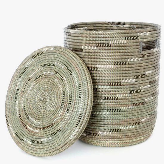 Hamper Flat Lid Silver Swirl 19"