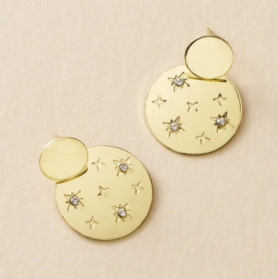 Sitara Starry Double Circle Dangle Earrings Display