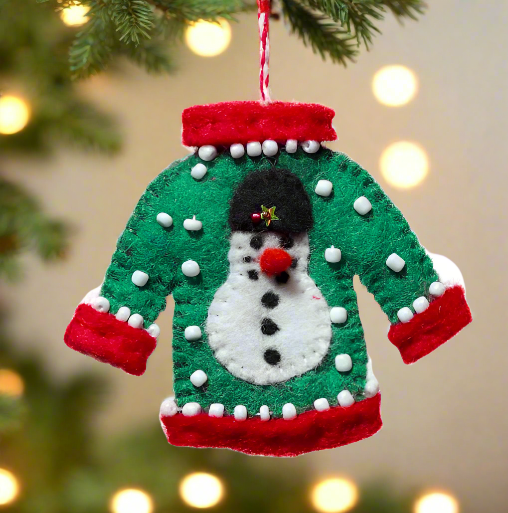 Handmade Christmas sweater tree ornament