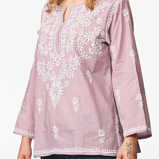 Tara Pastel Embroidered Tunic Lilac