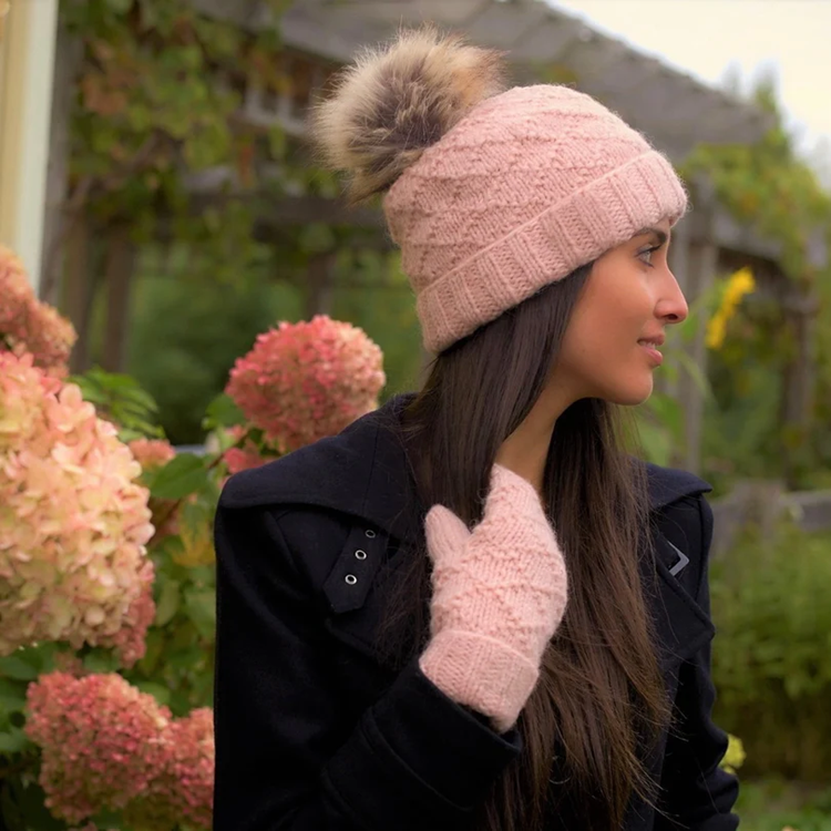 Tiffany - Women's Wool Knit Beanie - Blush