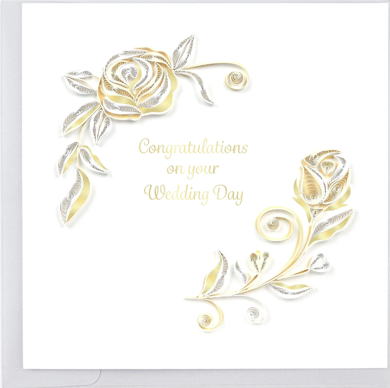 White Rose Wedding Card