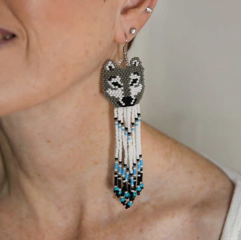 Wolf Beaded Earrings