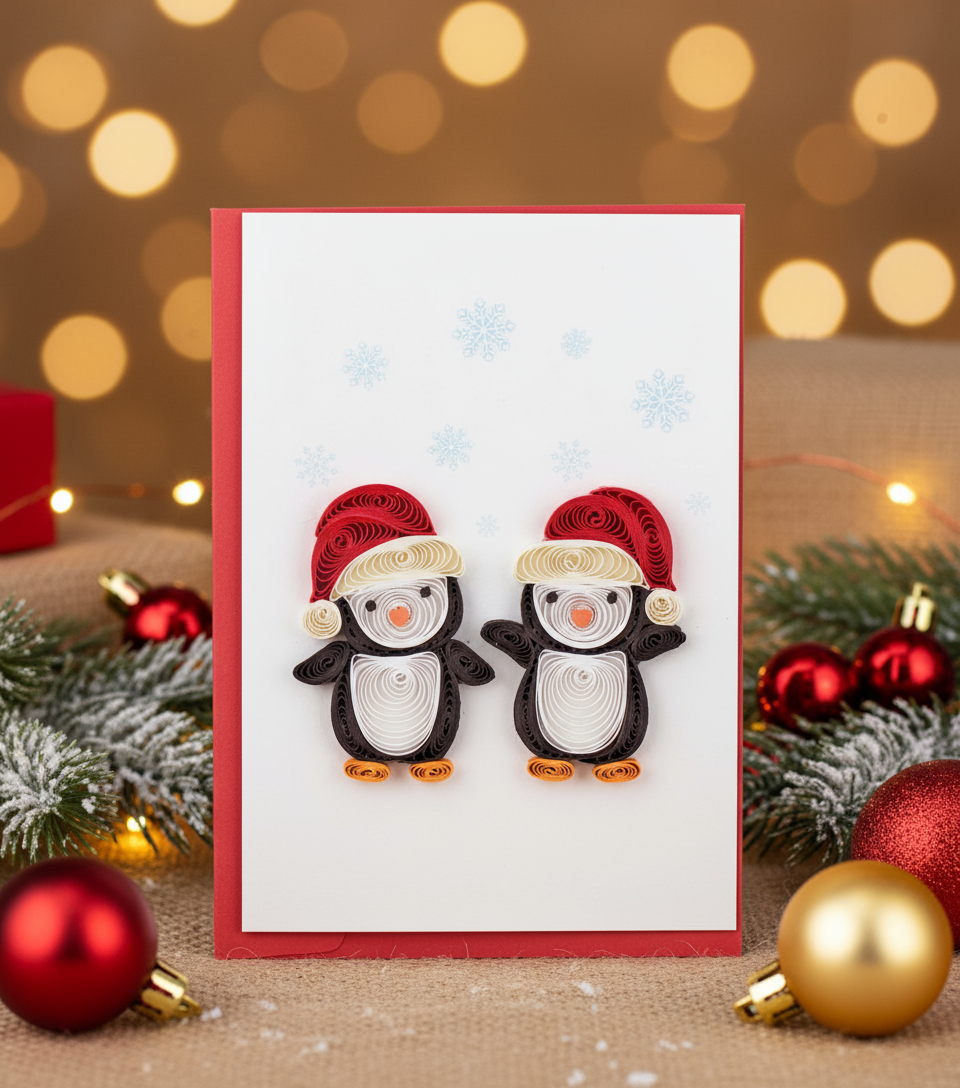 Christmas Penguins Holiday Greeting Card - Blank