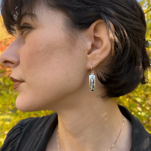 Mosaic Abalone Earrings - Sterling Silver