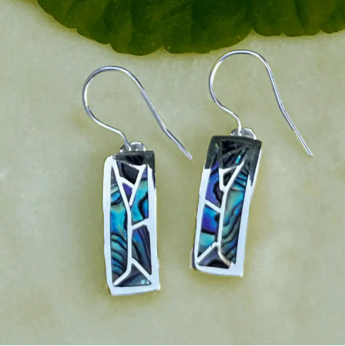 abalone mosaic dangle earrings