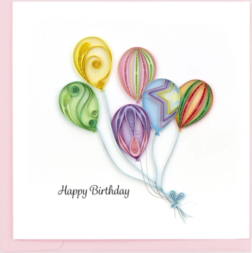 Balloons Aloft Quilled Paper Birthday Card