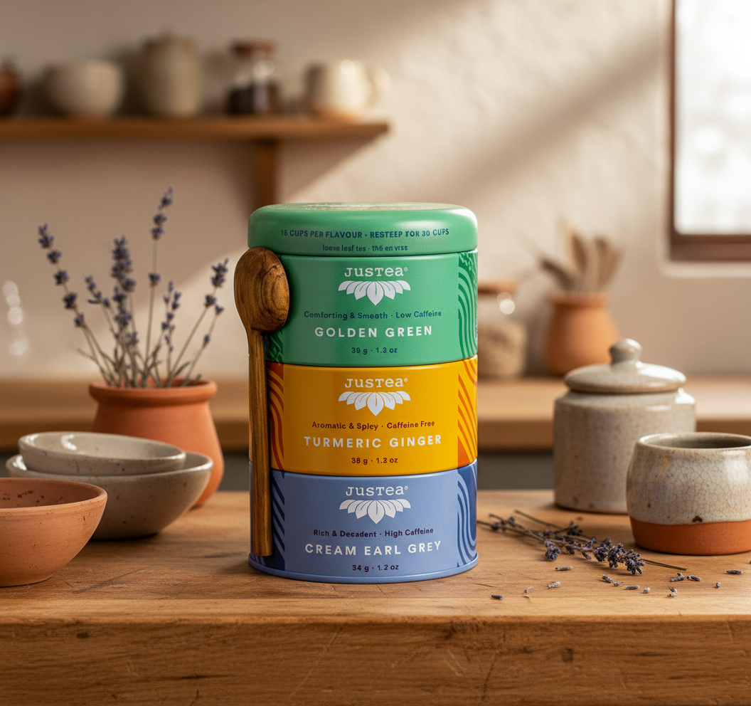 Assorted Tea Tin Trio w Spoon