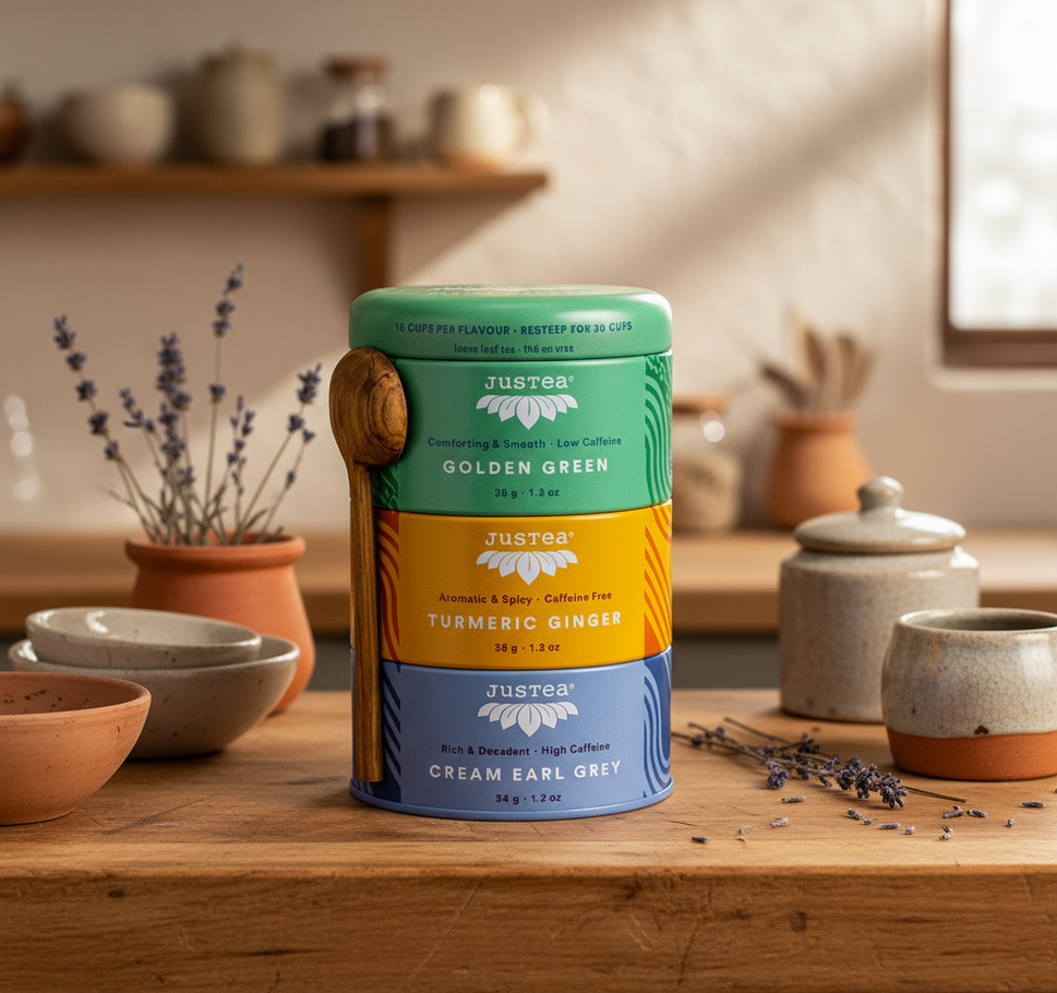 Assorted Tea Tin Trio w Spoon