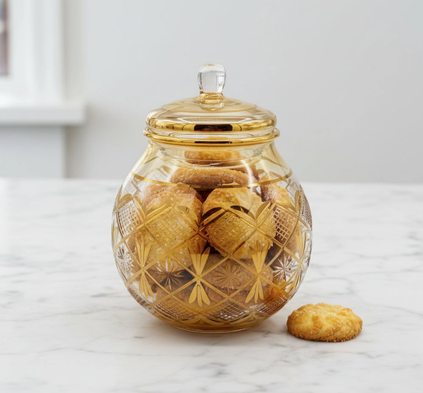 Blown Glass Jar - Starburst Yellow