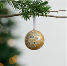 Switch Painted Gold Florals Paper Mache Ball Ornament 3 image