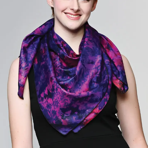 Batik Silk Sari Scarf - Purple & Fuchsia