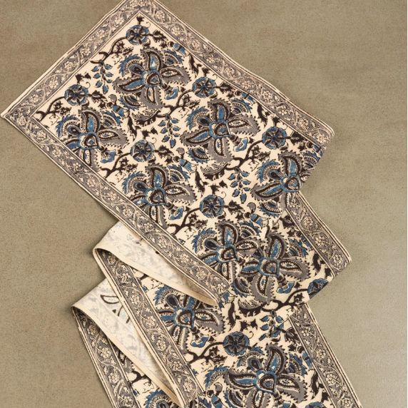 blue and silver runner kalamkari 2