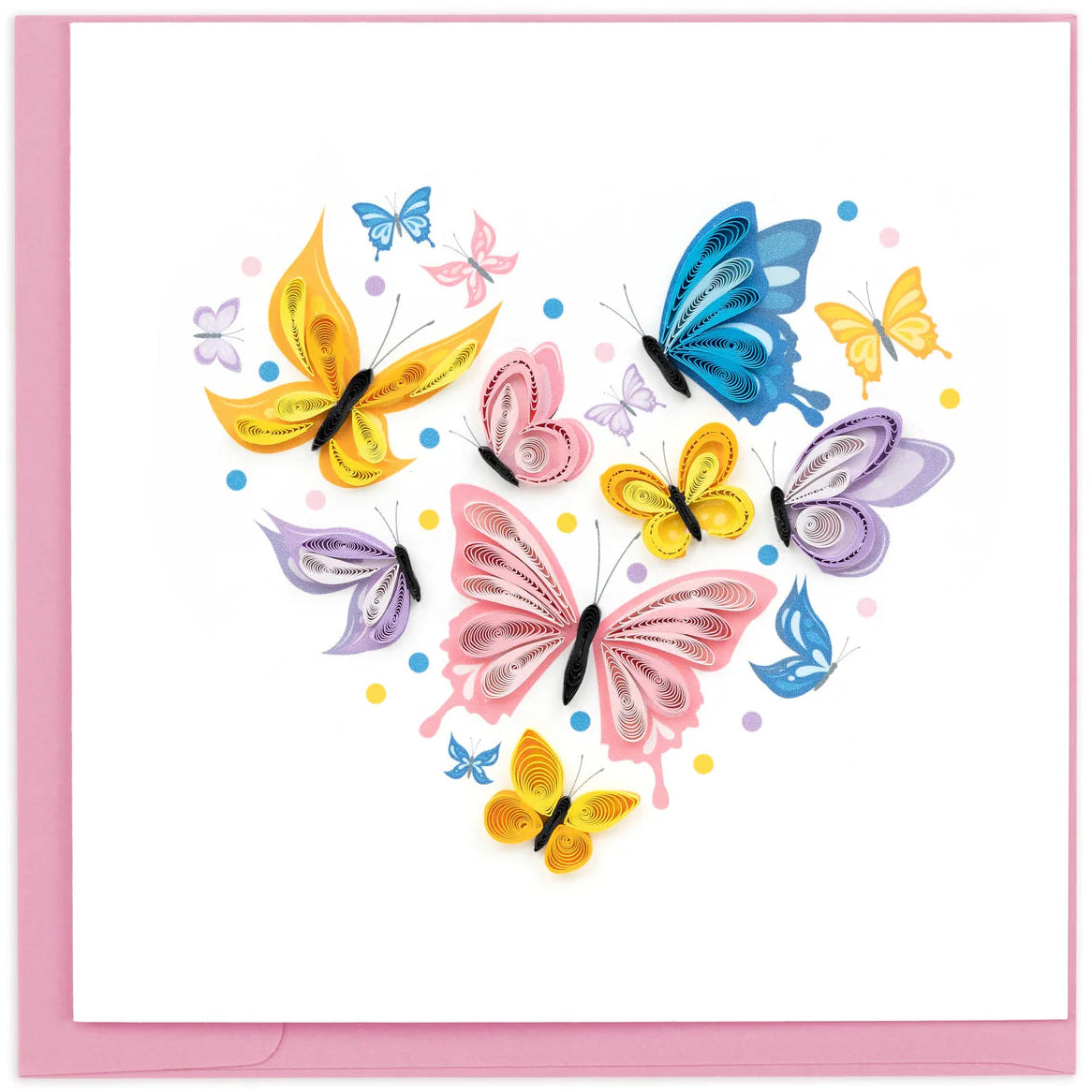 Colorful butterfly illustrations on a white background with a pink border