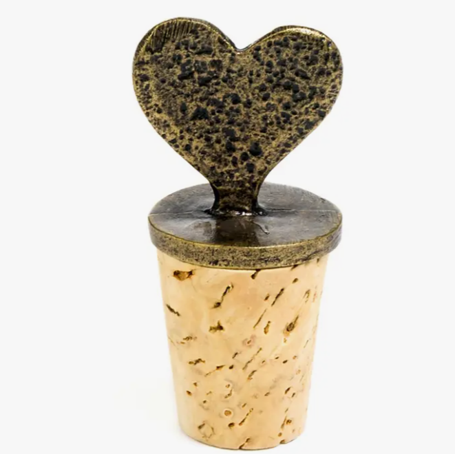 Cast Metal Heart Bottle Topper