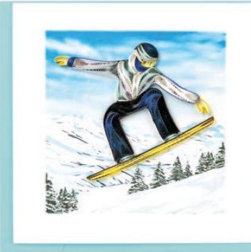 Backcountry Snowboarder Quilled Paper Card