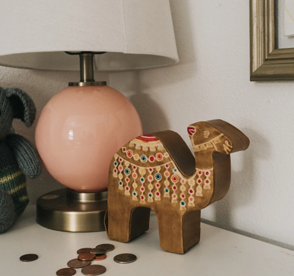 Tooled Leather Camel Coin Bank