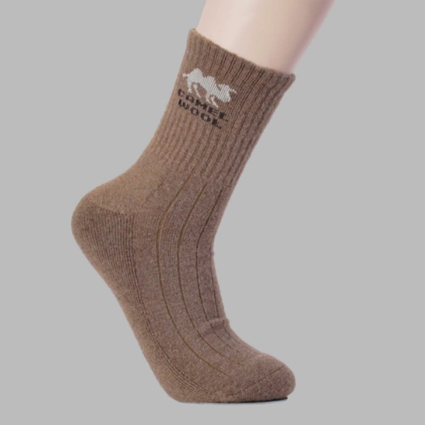 Mongolian Camel Wool Socks  Brown Medium 7-9 Adult