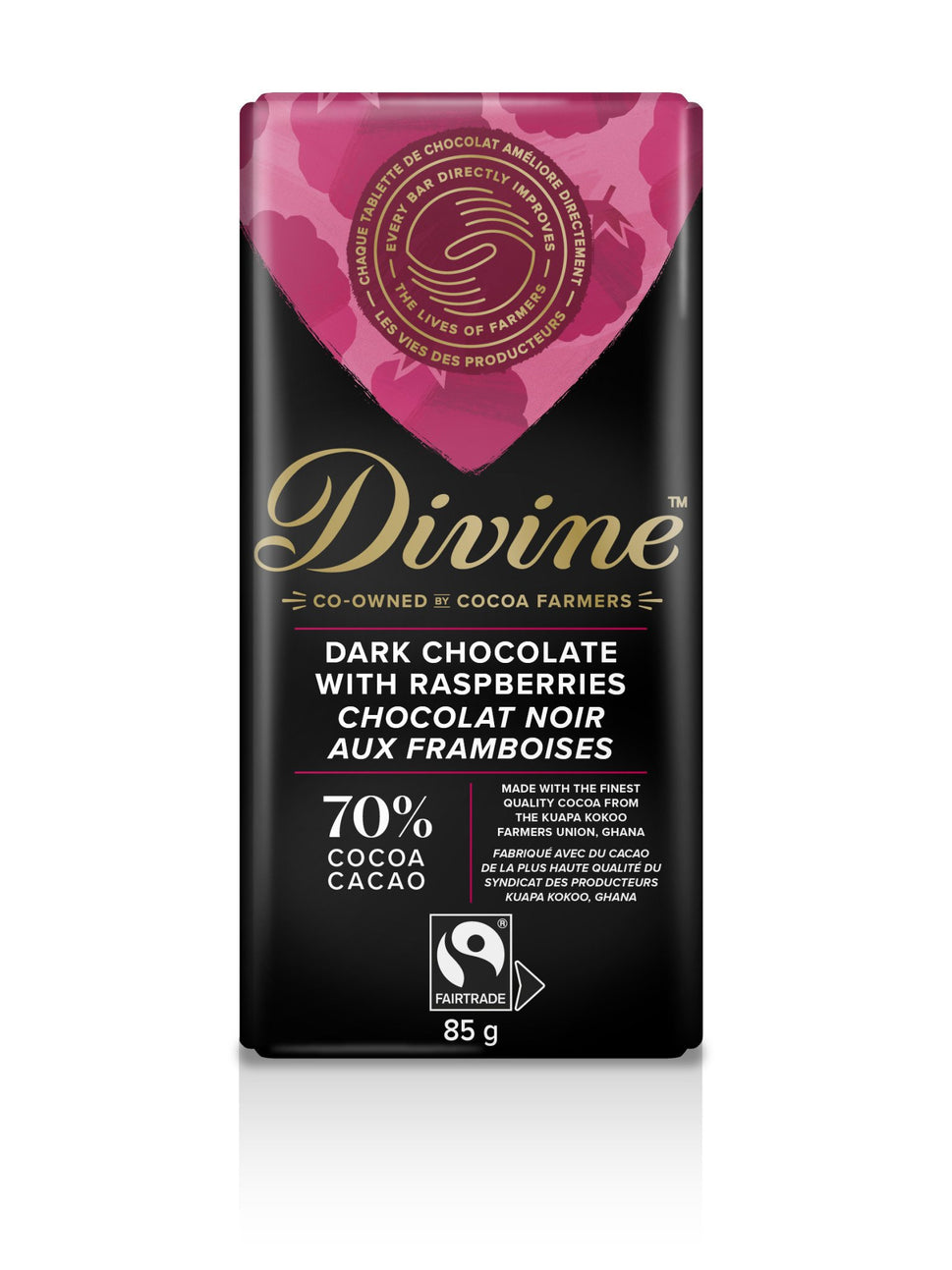 Divine Chocolate Bar Dark with Raspberries