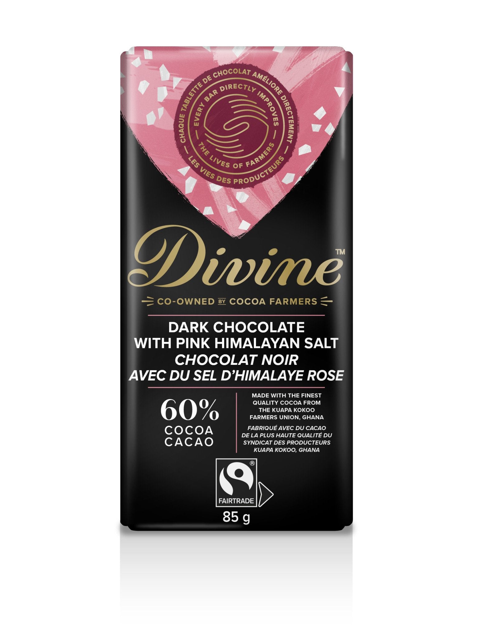 Divine Chocolate Bar Dark with Pink Himalayan Sea Salt