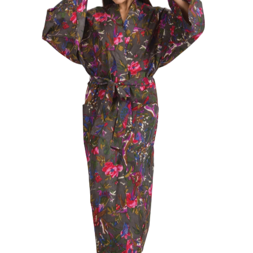 charcoal floral kimono