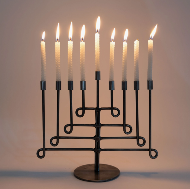 Antiqued Twisted Iron Menorah