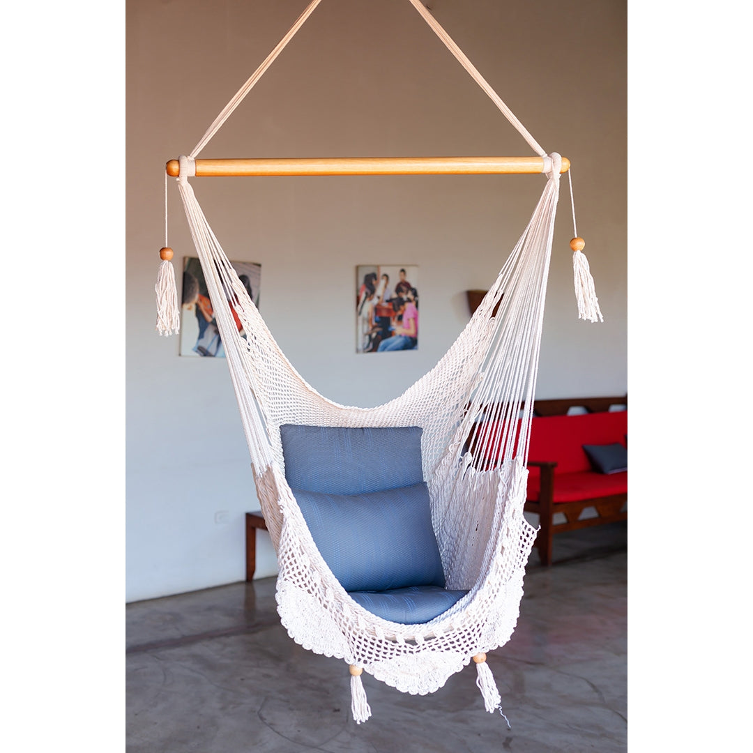 lacy detail hammock chair in cream