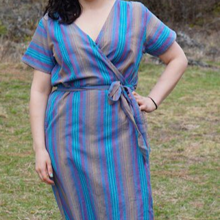 cotton wrap dress blue