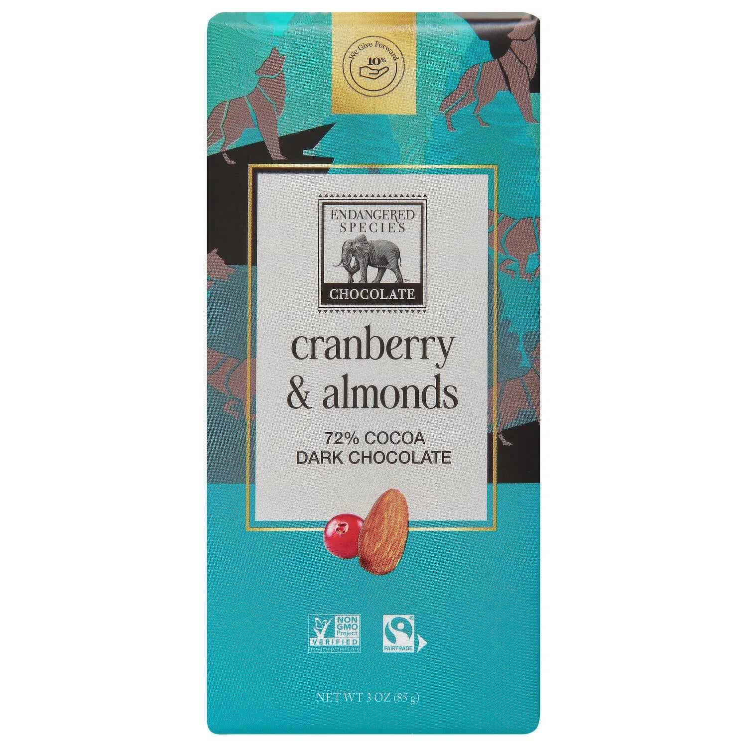 Cranberry & Almonds + 72% Dark Chocolate Bar 85g