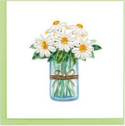 White Daisies in Jar Card