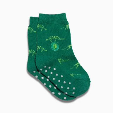 Kids Socks that Give Books (Green Dinosaurs)