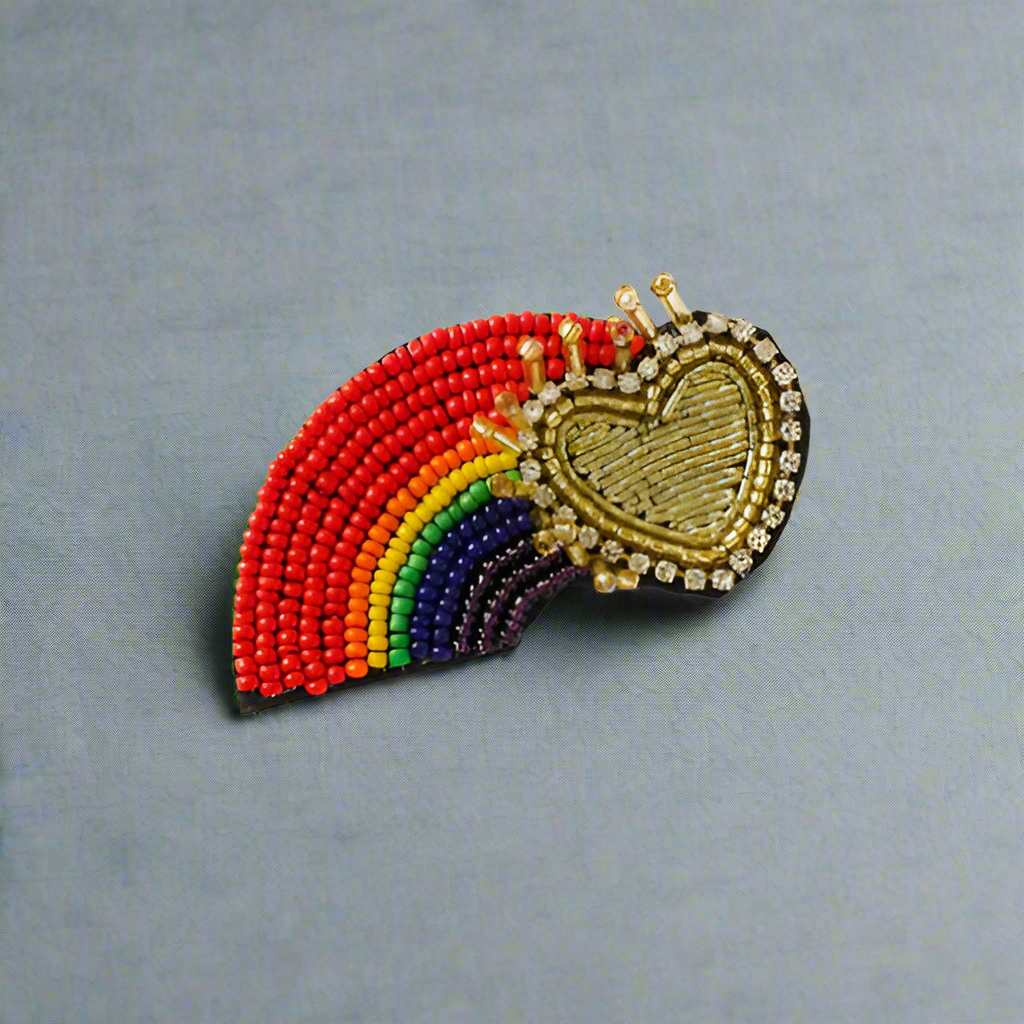 Bala Mani Beaded Rainbow Brooch Pin