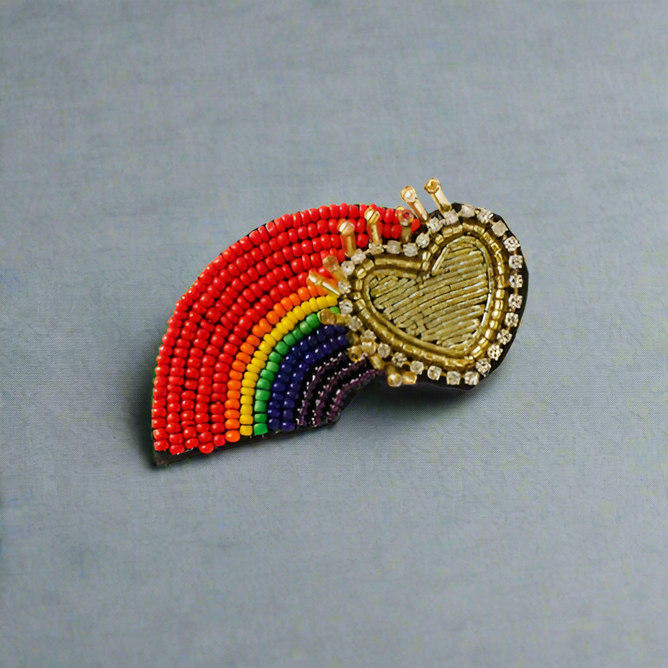 Bala Mani Beaded Rainbow Brooch Pin