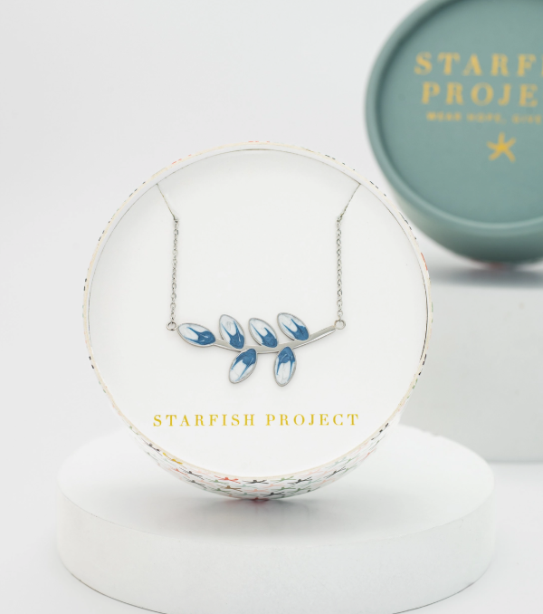 Hope Grows Necklace in Silver & Blue