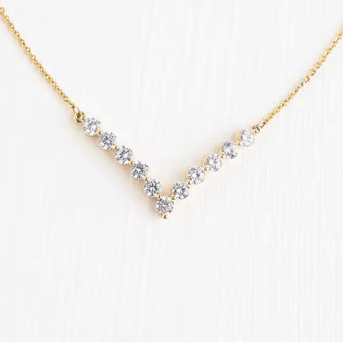 Brilliance V-Bar Chevron Zircon & Gold Necklace