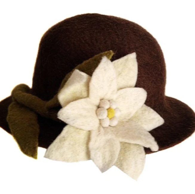 White Flower Felted Hat
