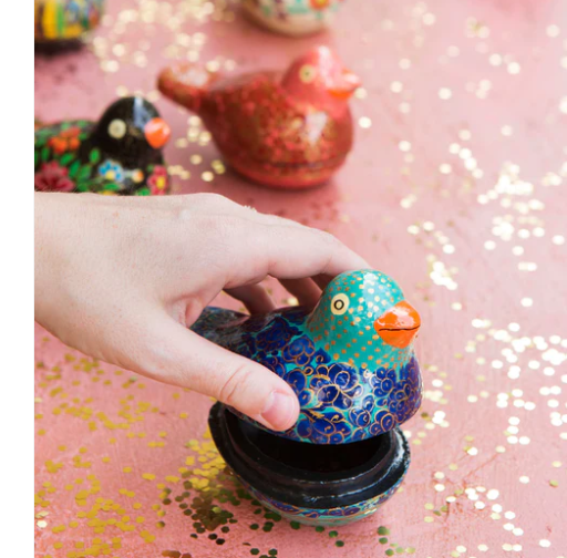 Paradise Parakeet Paper Mache Box assorted