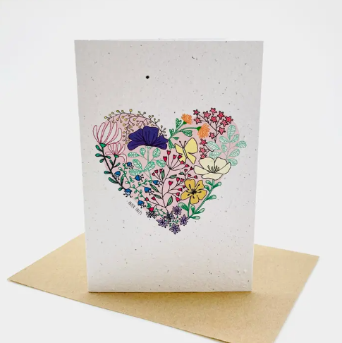 Growing Paper Greeting Card - Flower Heart