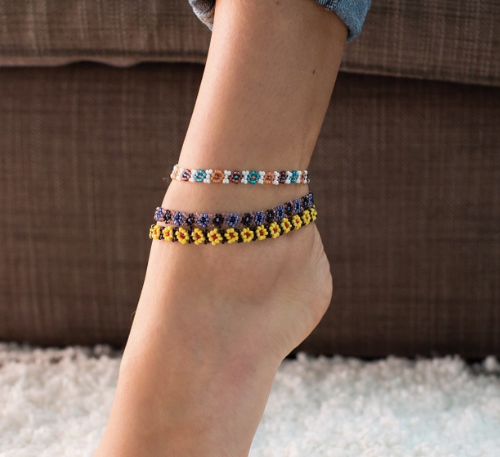 Beaded Flower Chain Anklet