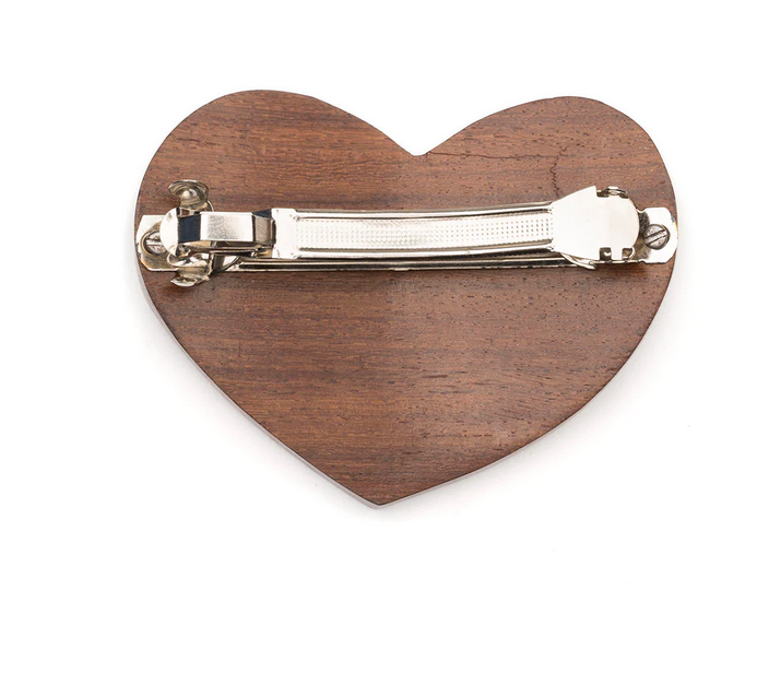 Heart Shaped Hand-carved Wooden Barrette